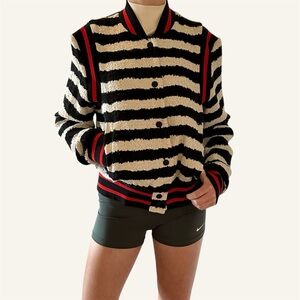 MSGM Striped Tweed Bomber Jacket